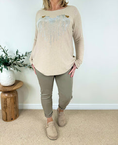 Soft Knit Diamanté Heart Ziara Top AW24