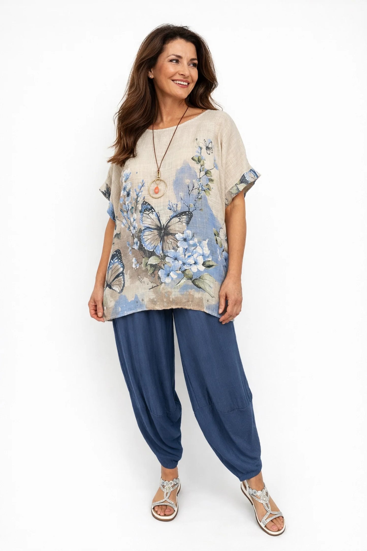 Lagen Look Double Subtle Panel Pocket Elasticated Waist Freya Pants - Denim