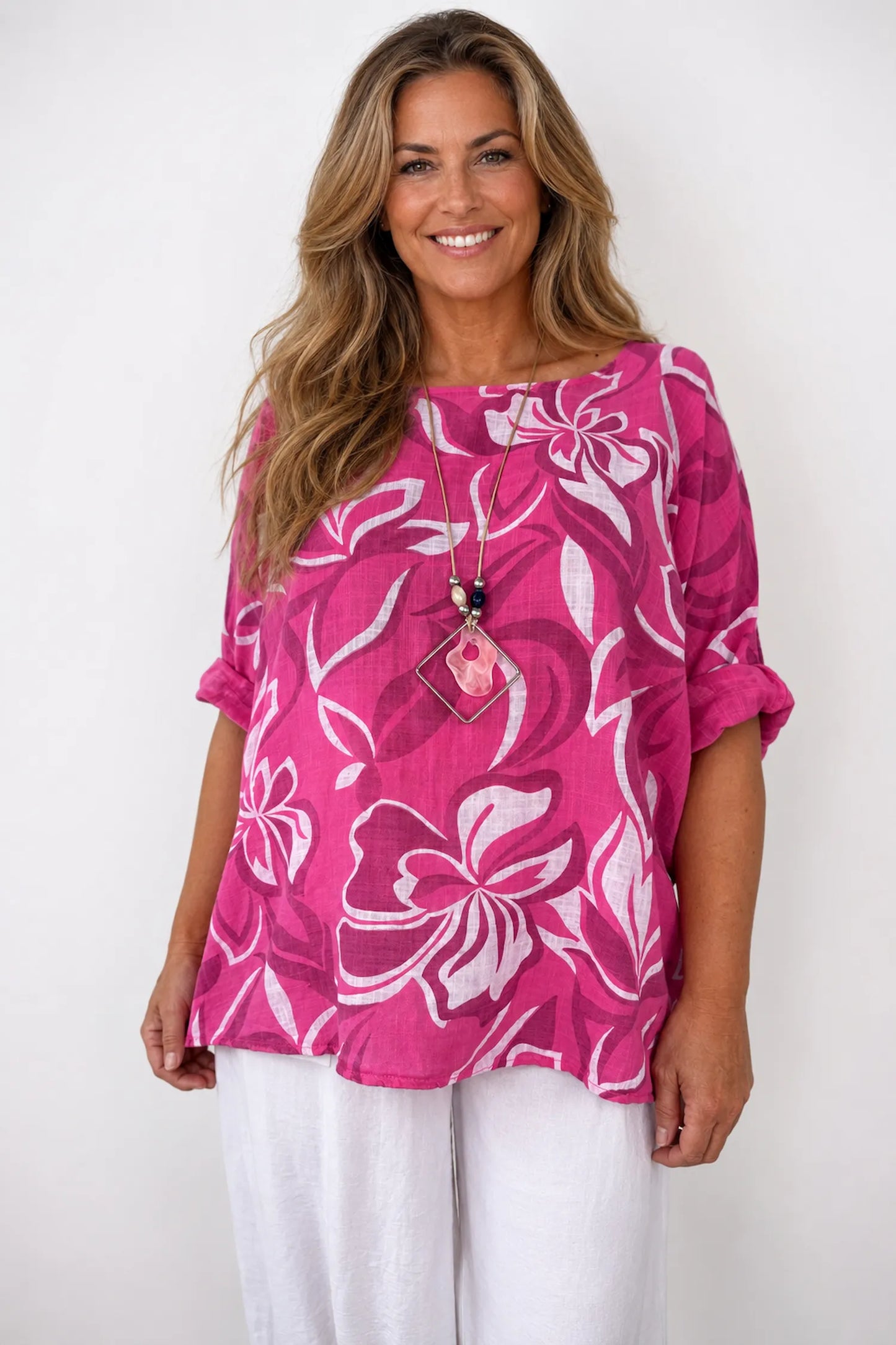 Pure Cotton Pesali Necklace Top - Cerys Pink