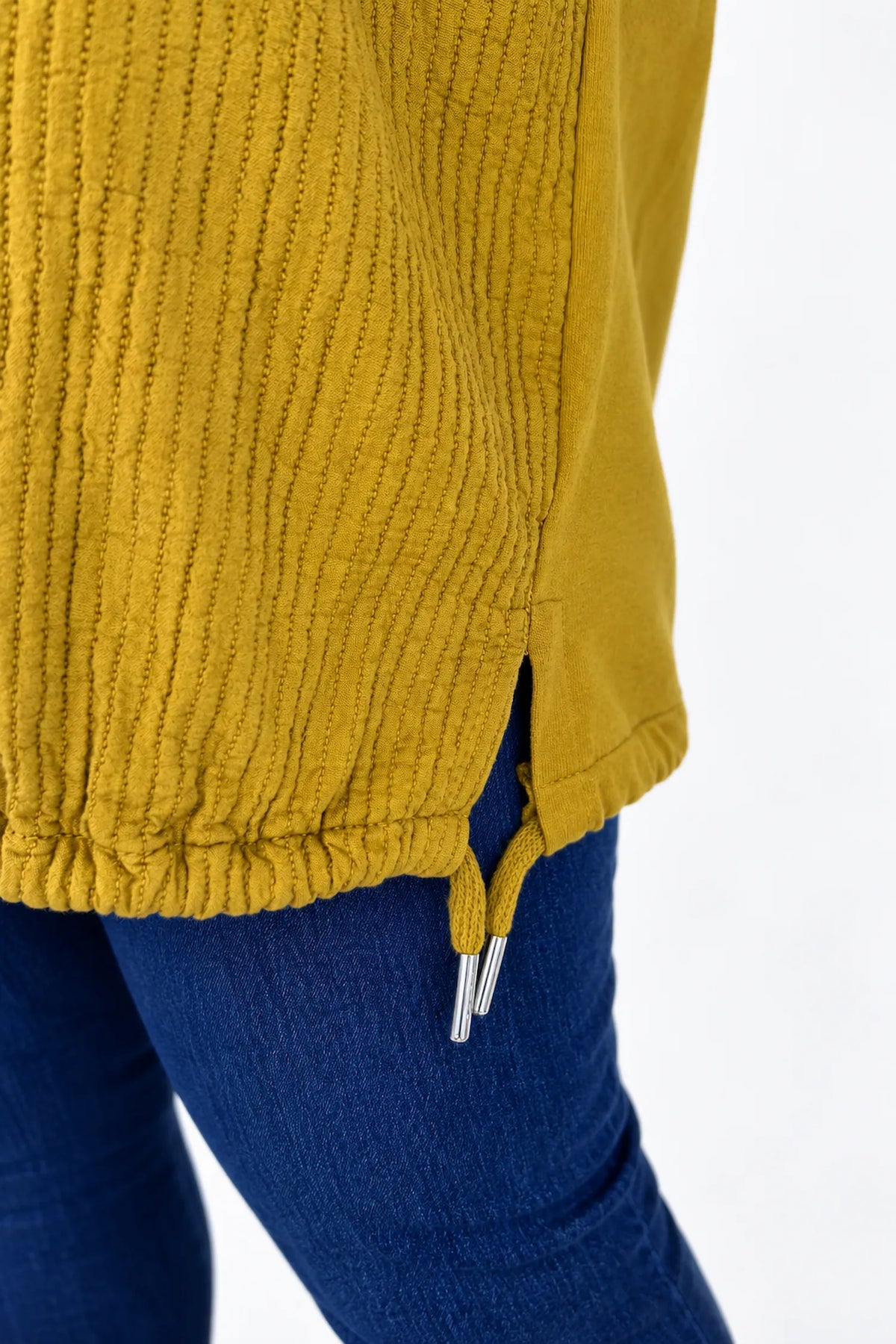 Cotton Embroidered Floral Tied Hem Flerissa Top - Mustard