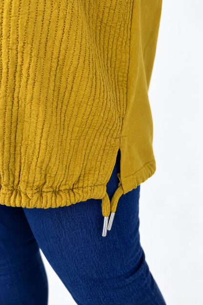 Cotton Embroidered Floral Tied Hem Flerissa Top - Mustard