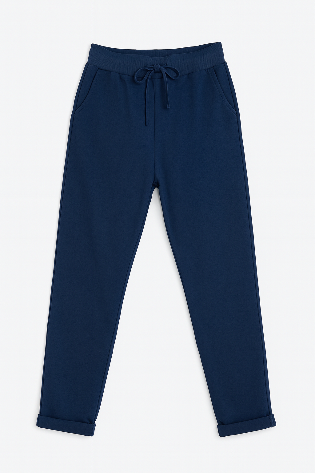 Cotton Italia Drawstring Elasticated Waist Double Pocket Joggers - Navy