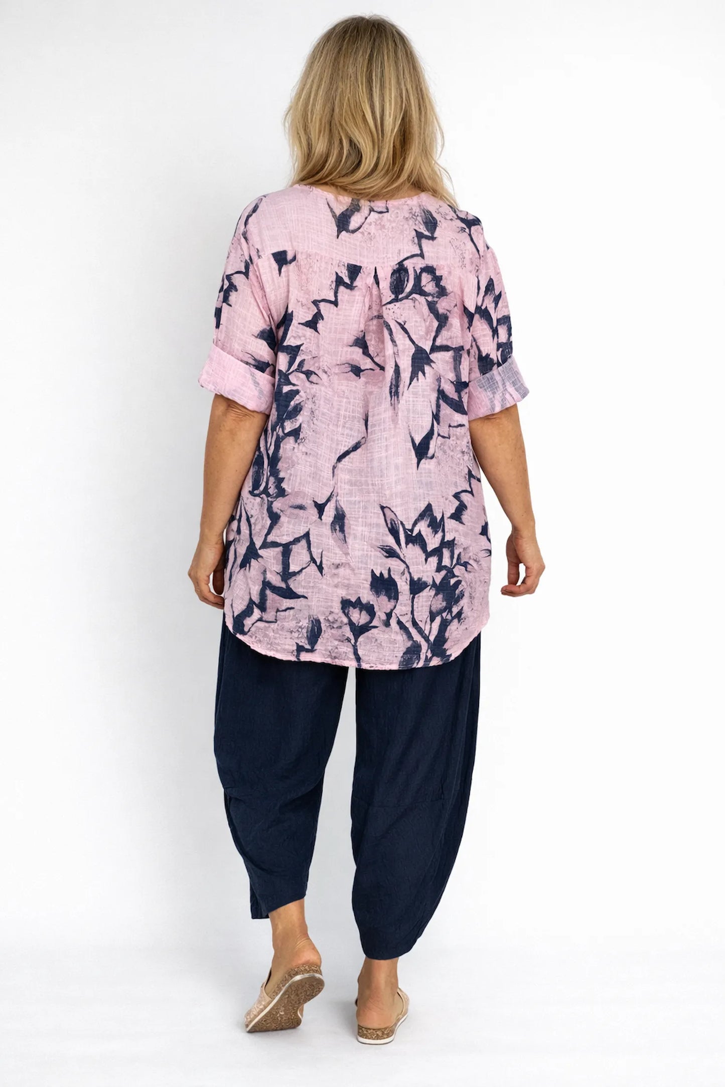 Pure Cotton Button Detail Francisca Shirt - Baby Pink