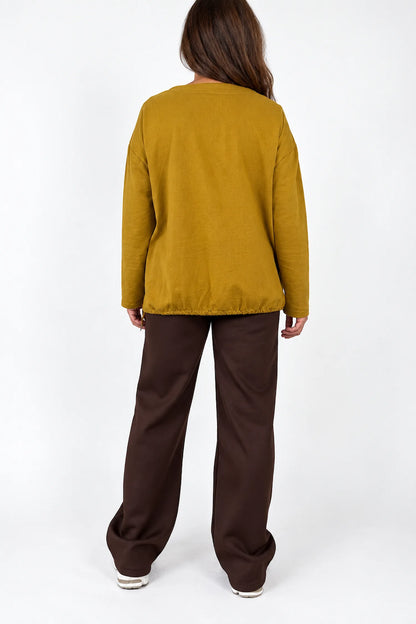 Seam Front Double Pocket Drawstring Waist Francis Everyday Pants - Chocolate
