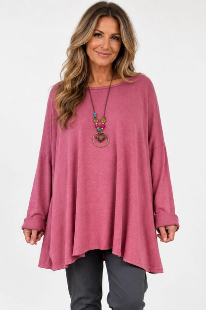 Fine Knit Como Necklace Top - Deep Vintage Rose