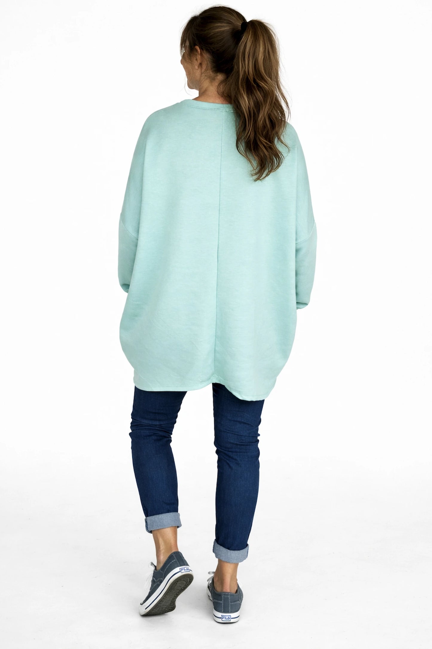 Sparkle Denim Heart Zip Side Detail Maria Sweatshirt - Mint