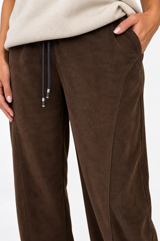 Chenille Seam Front Double Pocket Carletta Pant - Chocolate