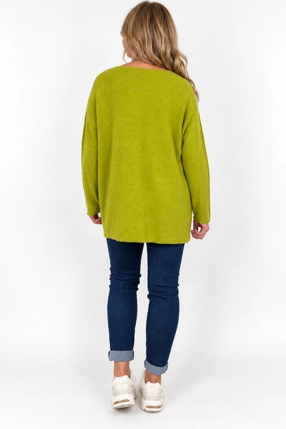 Wool Mix Seam Sleeve Venice Jumper - Lime