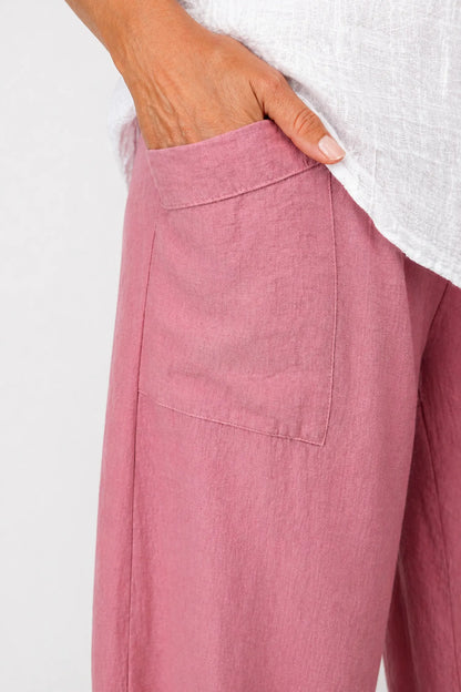 Lagen Look Double Subtle Panel Pocket Elasticated Waist Freya Pants - Vintage Rose