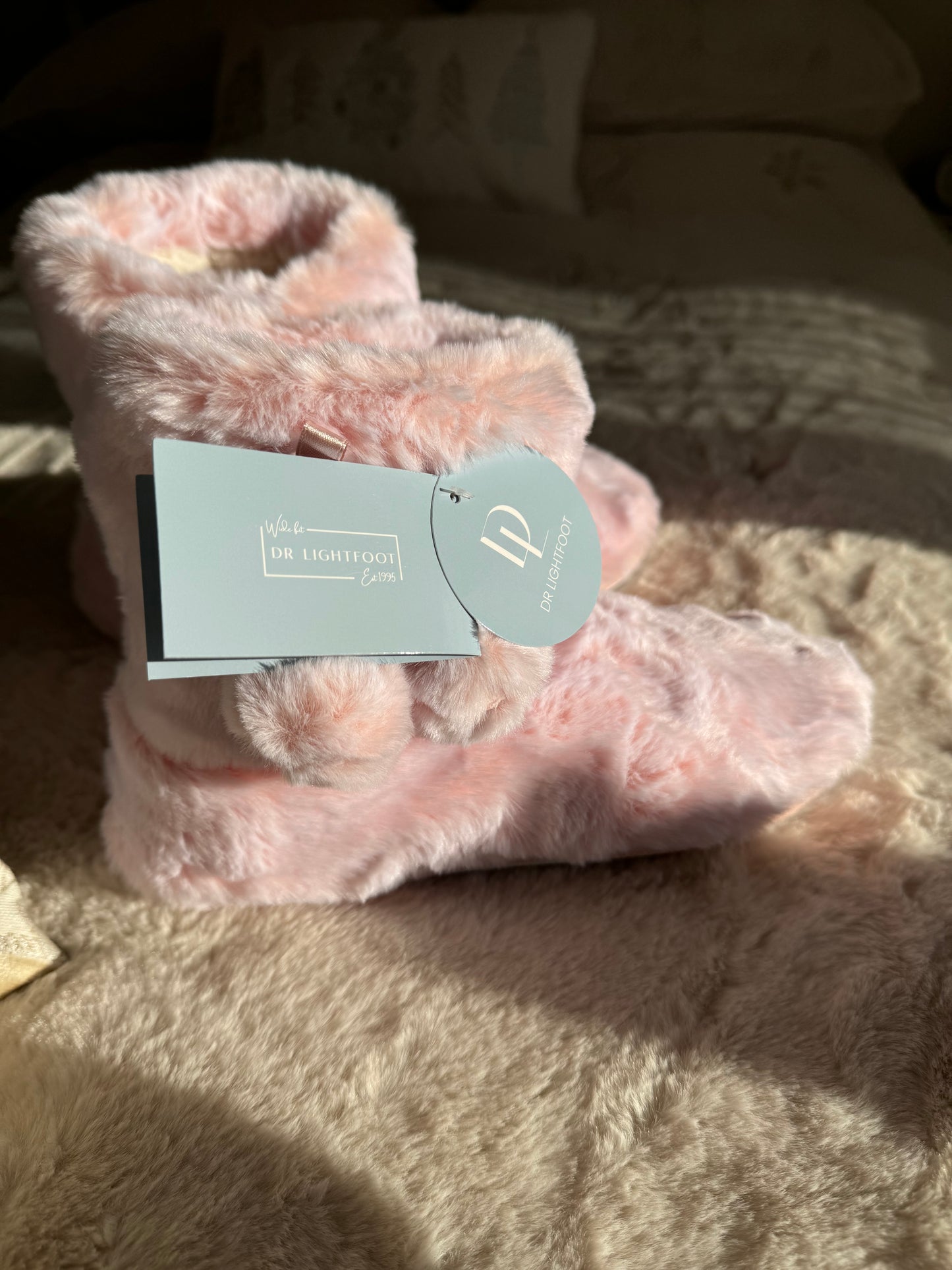 Cosy Memory Foam Inner Sole Faux Fur Lined Dr Lightfoot Slipper Boots - Snuggle Rose