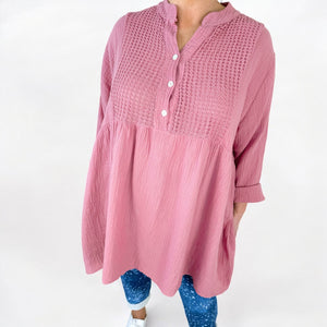 Smock Bubble Cotton Toni Shirt - Rasberry Ripple