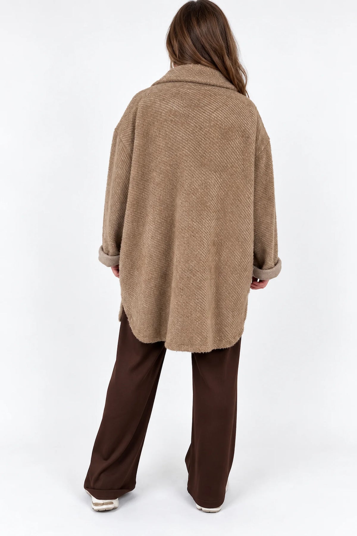 Textured Finish Double Patch Pocket Marble Effect Button Siera Coat - Mocha