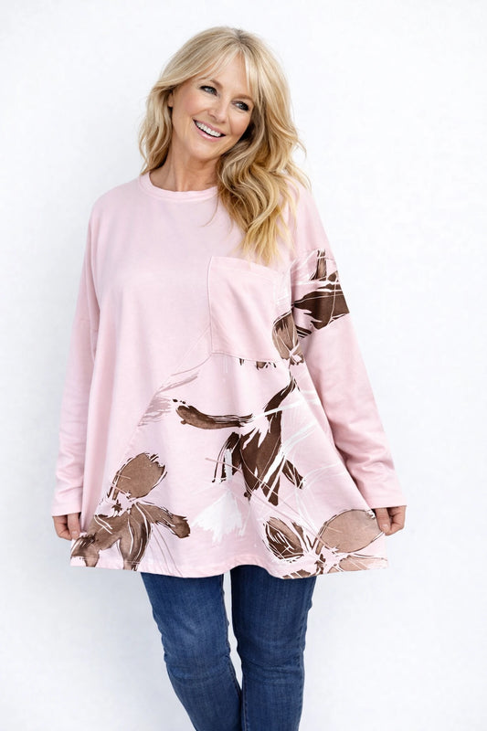 Pure Cotton Pocket Detail Michelle Top - Baby Pink