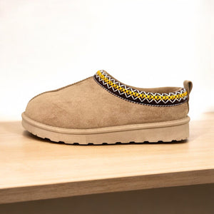 Faux Suede Fur Slip On Mule Aztec Detail Alexi Shoe AW24