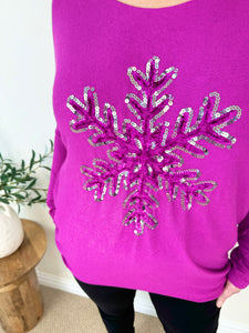 Paris Soft Knit Snow Flake Top AW24 - Electric Purple