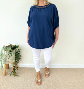 Crochet Sequin Neck Marie Top SS24