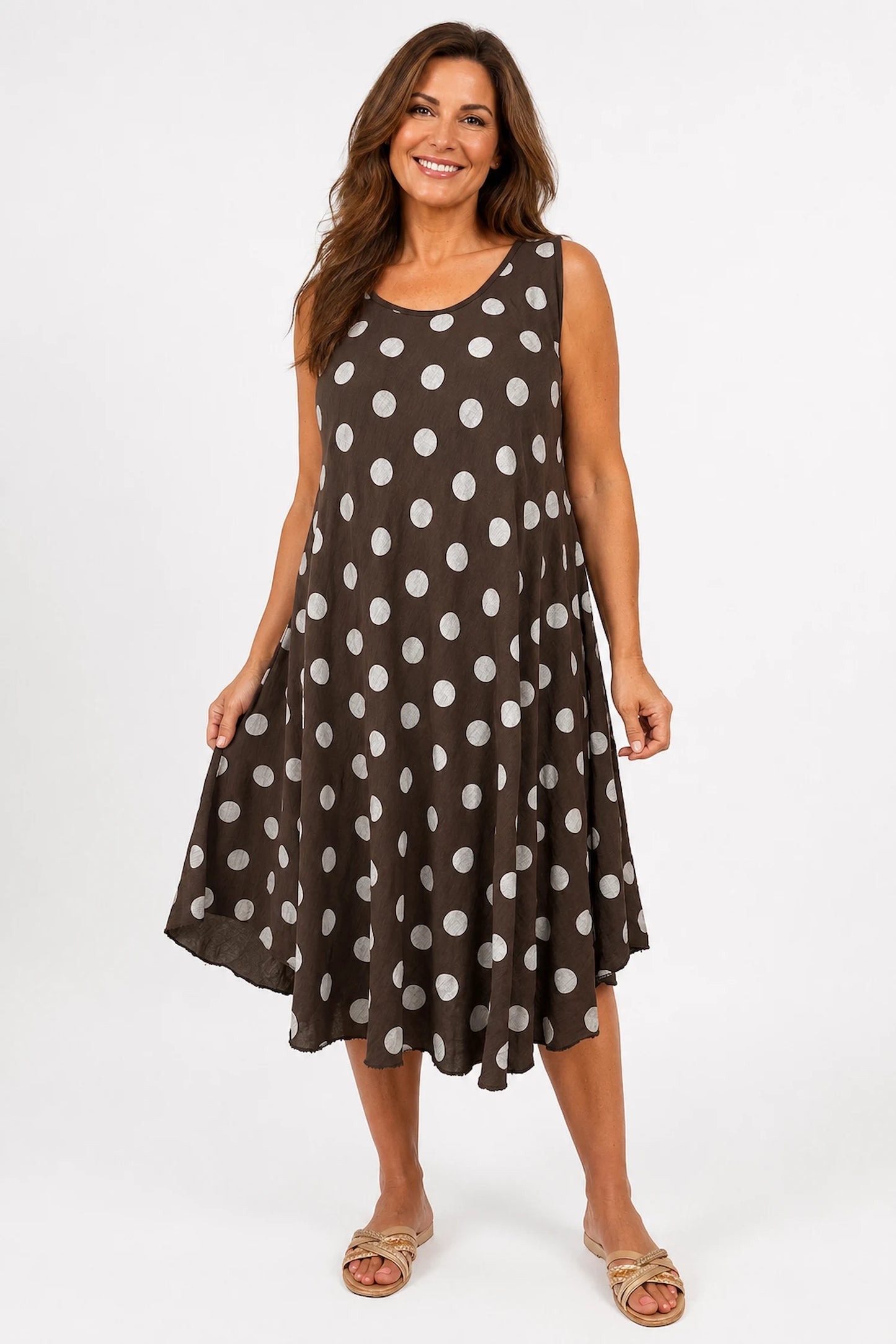 Cotton Polka Dot Verity Dress - Chocolate