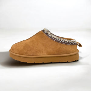 Faux Suede Fur Slip On Mule Aztec Detail Alexi Shoe AW24