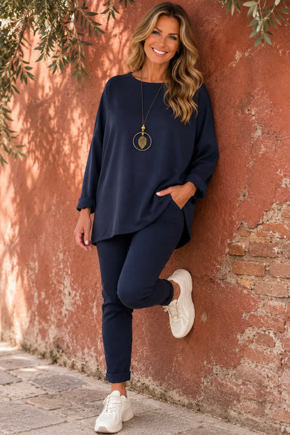 Florenzi Everyday Necklace Top - Navy