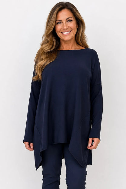 Wool Mix Soft Knit Cassi Top - Navy