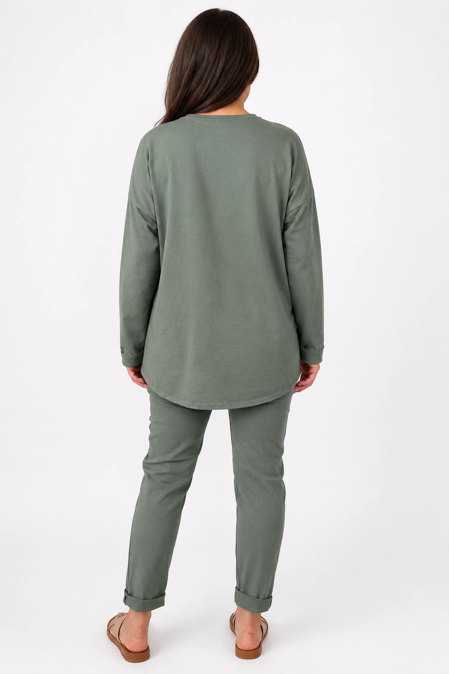 Cotton Needlecord Floral Dianna Top - Khaki