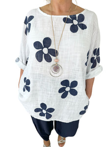 Pure Cotton Vibra Necklace Top - White