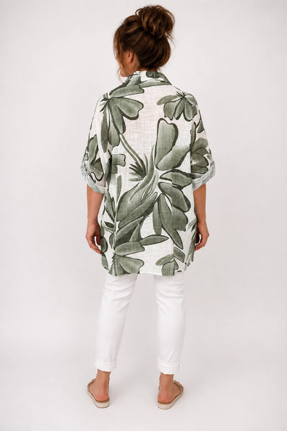 Pure Cotton Button Sleeve Milano Button Shirt - Palm Green