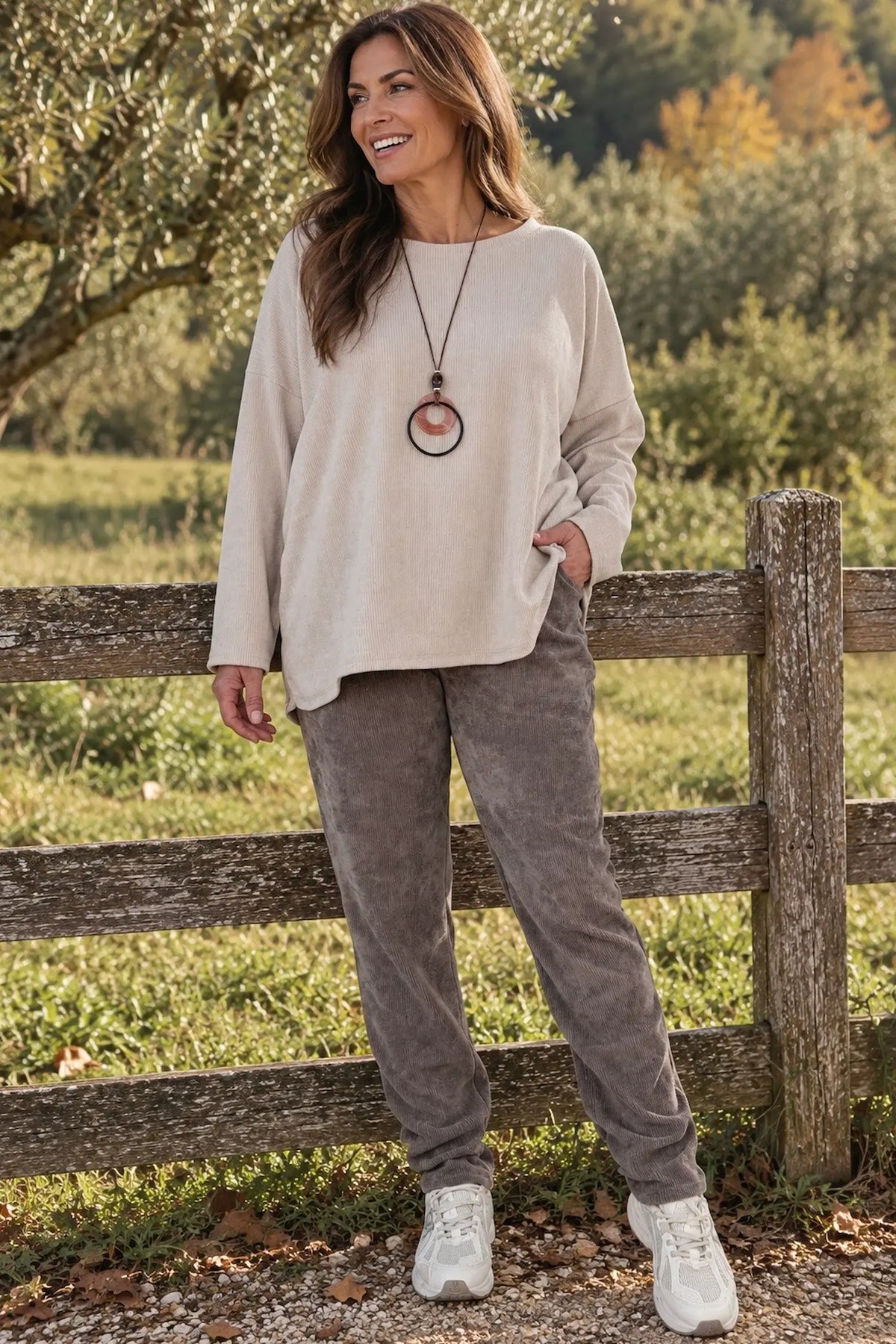 Chenille Double Pocket Bellia Pants - Mocha