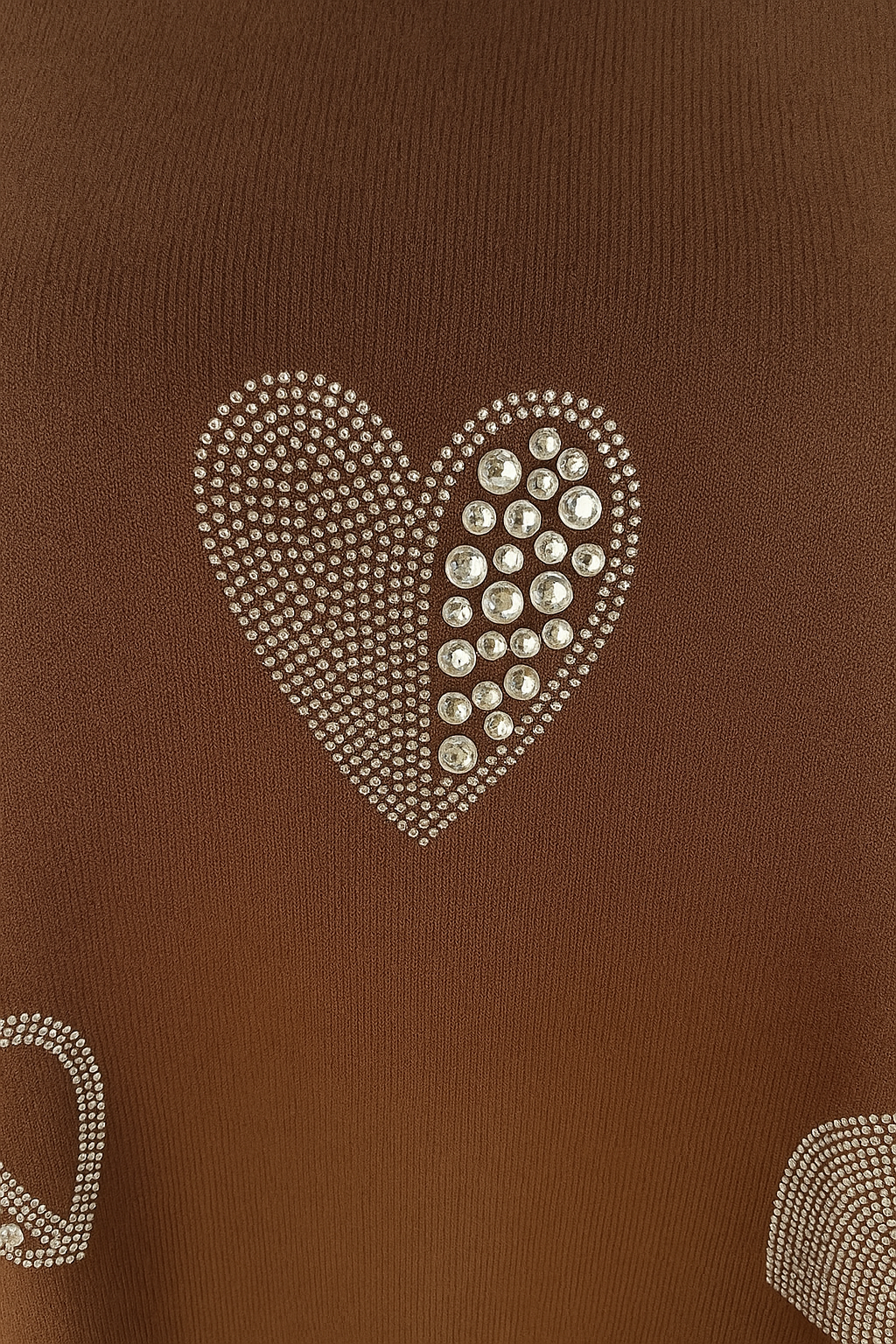 Wool Mix Diamanté Heart Ezra Top - Chocolate