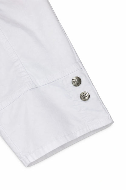 Cotton Double Zipped Pocket Cherry Berry Pants - White