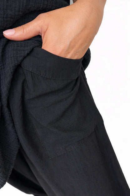 Lagen Look Double Subtle Panel Pocket Elasticated Waist Freya Pants - Black