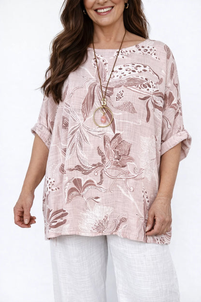 Pure Cotton María Necklace Top - Baby Pink