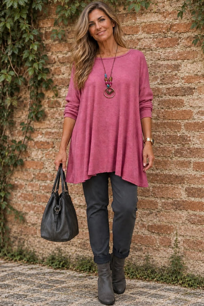 Fine Knit Como Necklace Top - Deep Vintage Rose