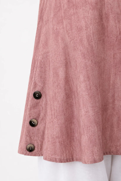 Lightly Textured Button Detail Carla Necklace Vest - Washed Vintage Rose