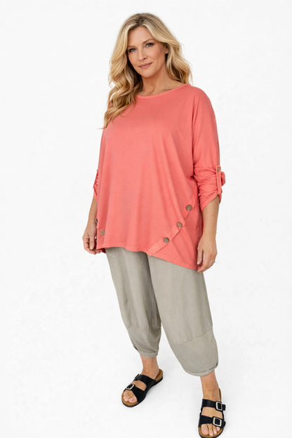 Lagen Look Double Subtle Panel Pocket Elasticated Waist Freya Pants - Soft Greige