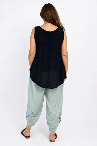 Lagen Look Double Subtle Panel Pocket Elasticated Waist Freya Pants - Sage