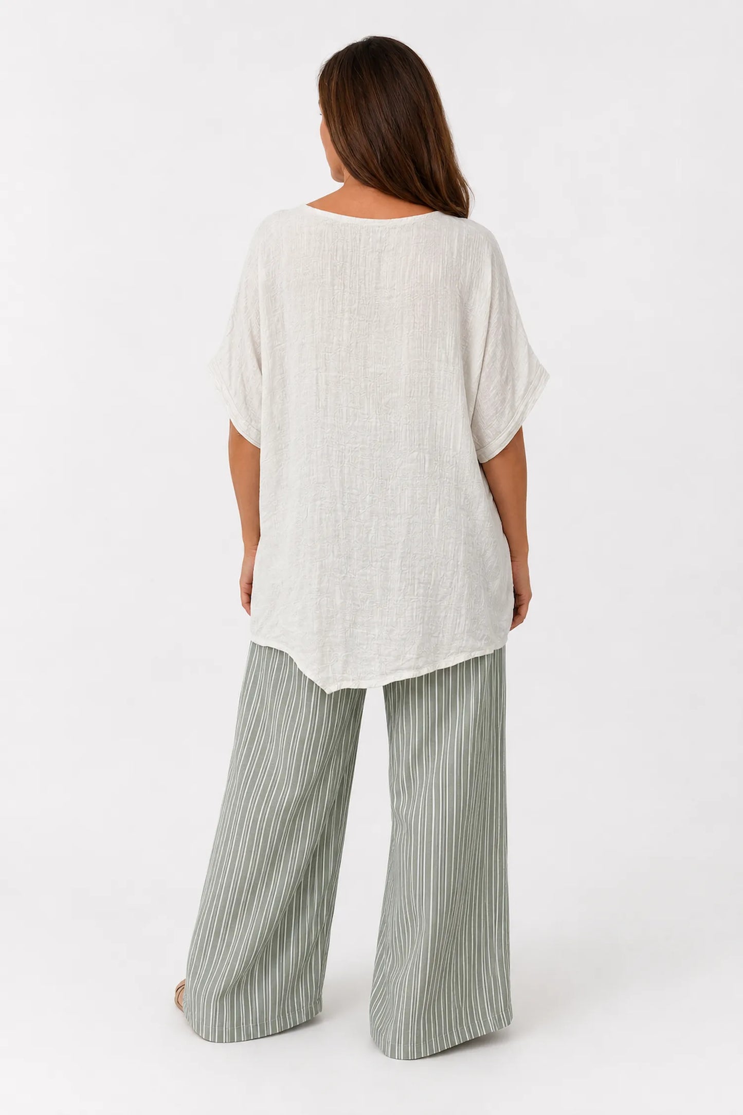 Button Pocket Varessa Jacquard Top - Beige