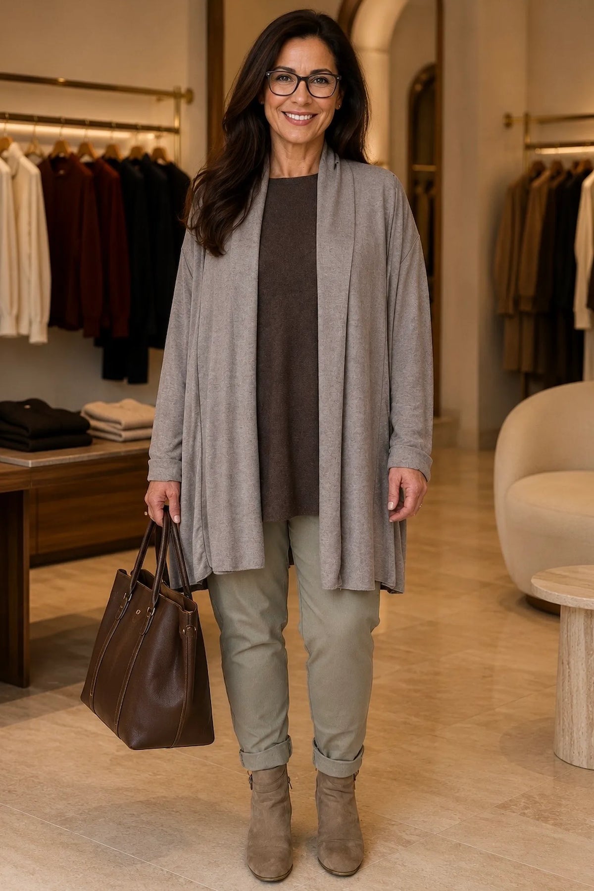 Soft Knit Tropez Cardigan - Fleck Mocha