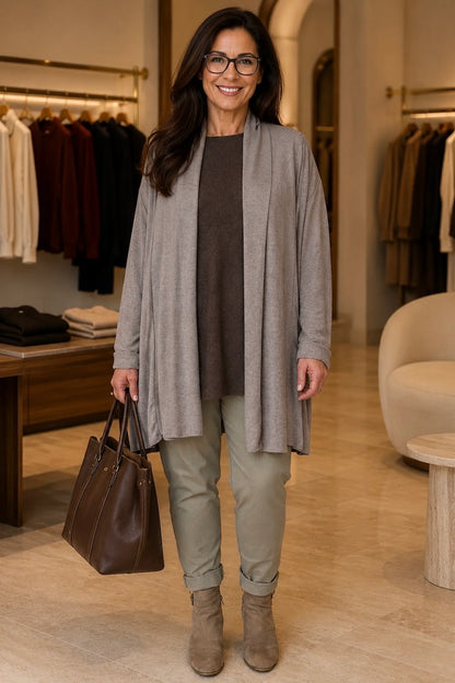 Soft Knit Tropez Cardigan - Fleck Mocha