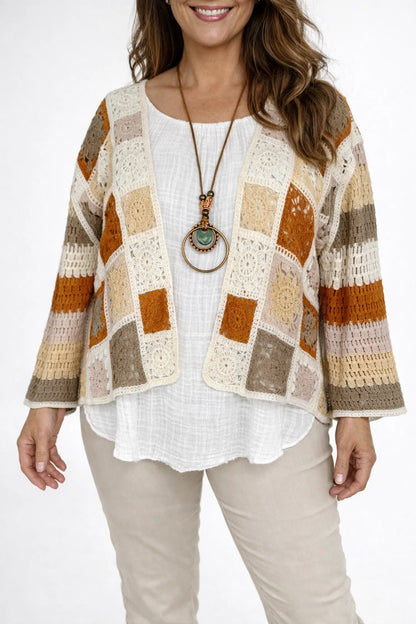 Pure Cotton Vivienne Crochet Cardigan - Sunwashed Neutrals
