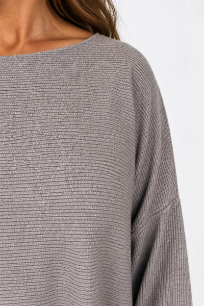 Wool Mix Ribbed Knit Porto Top - Mocha