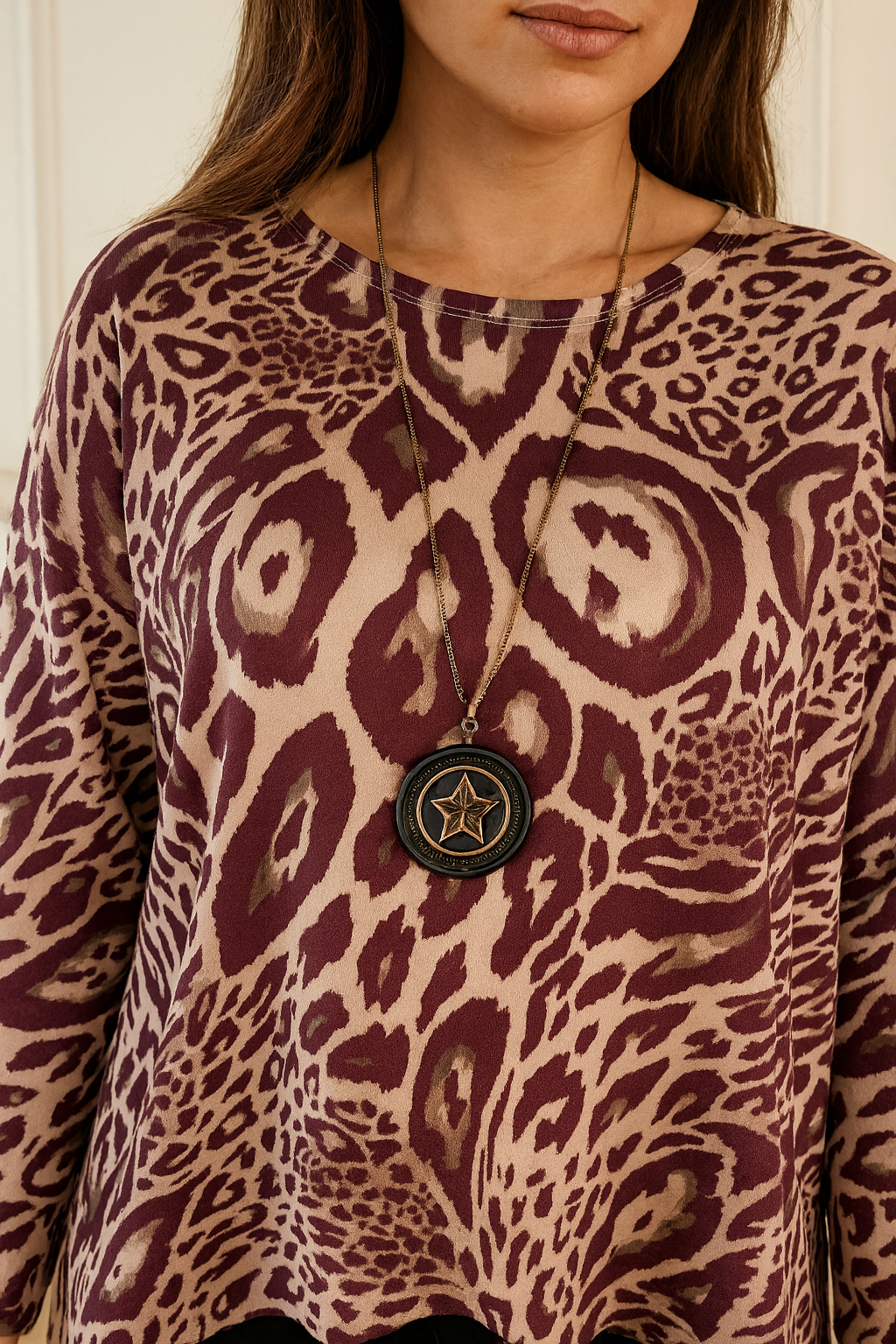 Premium Stitch Devala Necklace Top - Wine