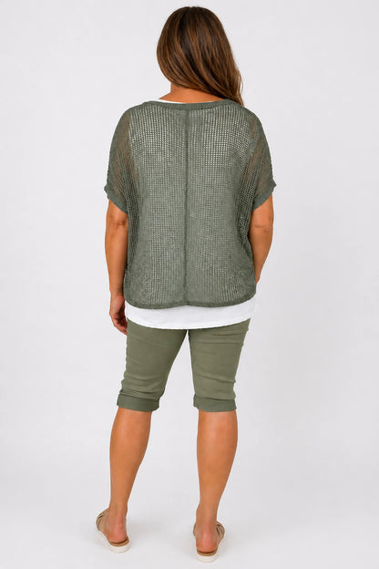 Cotton Two In One Imogen Crochet - Khaki