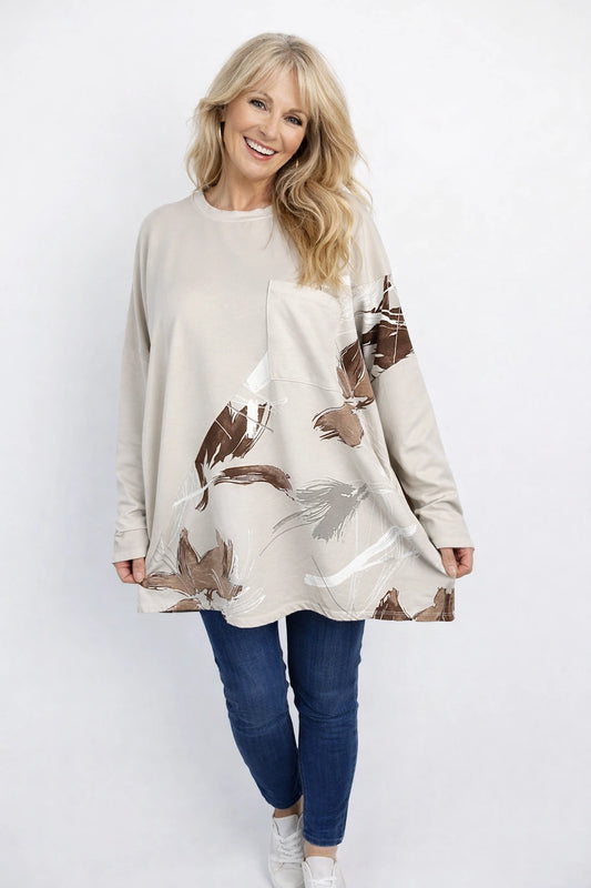 Pure Cotton Pocket Detail Michelle Top - Beige