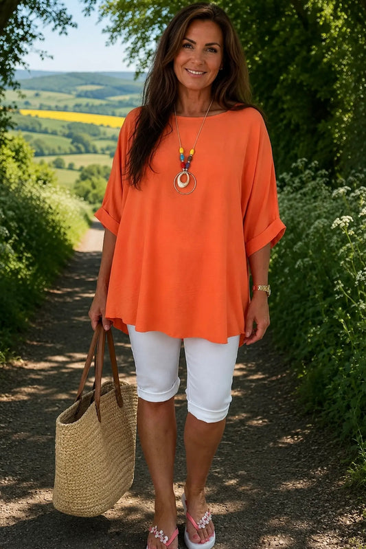 Lightweight Flow Telisa Necklace Top - Sunset Orange