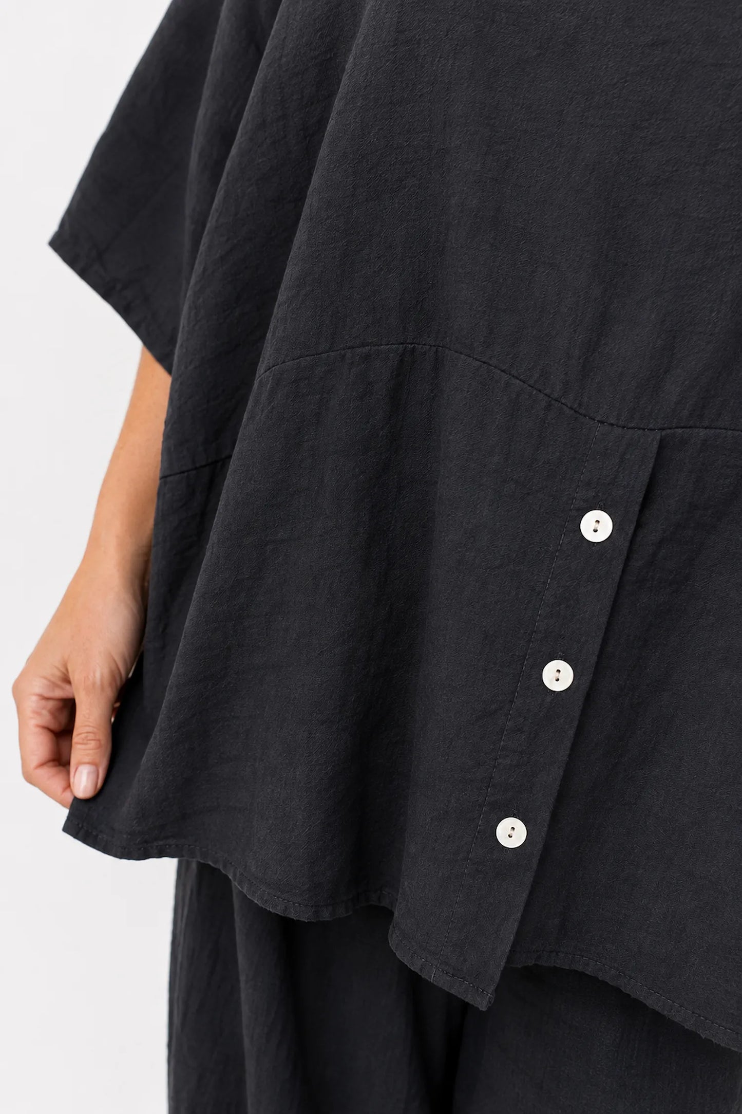 Button Detail Florence Top - Black