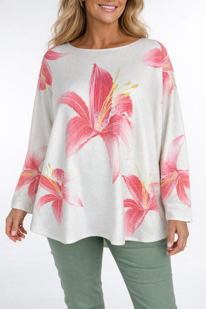 Premium Spring Knit Lily Seam Sleeve Top - Coral Pink
