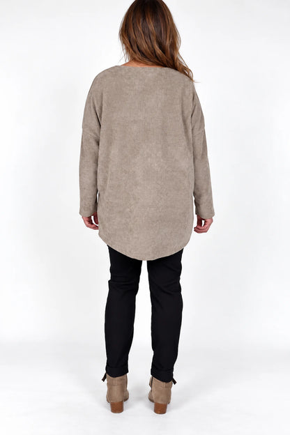 Ariana Chenille Necklace Top - Mocha