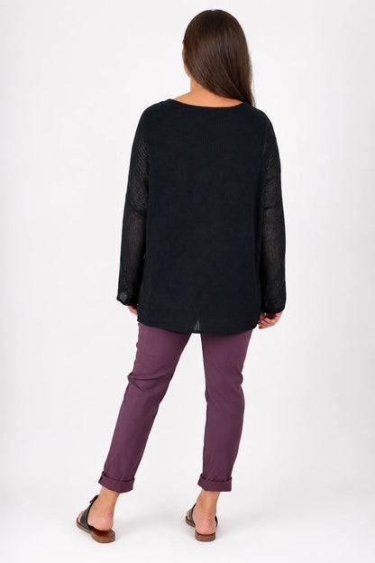 Pure Cotton Fully Lined Amy Mesh Top - Black