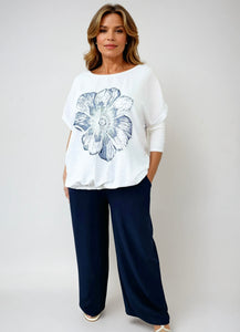 Tied Belt Irissa Palazzo Pant - Navy